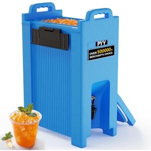 PYY Insulated Beverage Dispenser 5 Gallon, Hot and Cold Drink Water Coffee Carrier with Spigot Handle and Stand, Commercial Thermal Container for Chocolate Cocoa Iced Juice Tea Milk Restaurant Party (Blue)