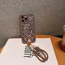 for iPhone 11 Pro Max Case, [Brown Leather Leopard Cheetah Print] [Full-Body Protection] [with Drop-Proof Wrist Strap Lanyard] Soft TPU, Shockproof and Anti-Shock, Suitable for Women & Girls