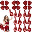 Leyndo 24 Pcs Giant Foam Finger and Pom Poms Cheerleading 18 in We're Number 1 Foam Hand Baseball Foam Fingers Team Cheer Foam Fan Finger for Sporting Events Games School Club Party