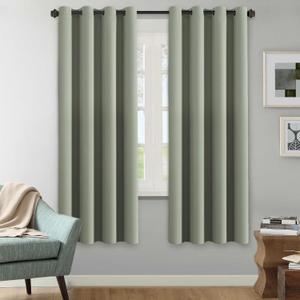 H.VERSAILTEX Winter Season Thermal Insulated Nickel Grommet Blackout Curtains/Draperies for Bedroom/Living Room - 2 Panels Set - 52x72 Inch - Solid Light Sage