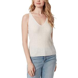 Jessica Simpson Women's Edith Racerback V-Neck Pullover Sweater Tank Top Standard, Gradenia, XL