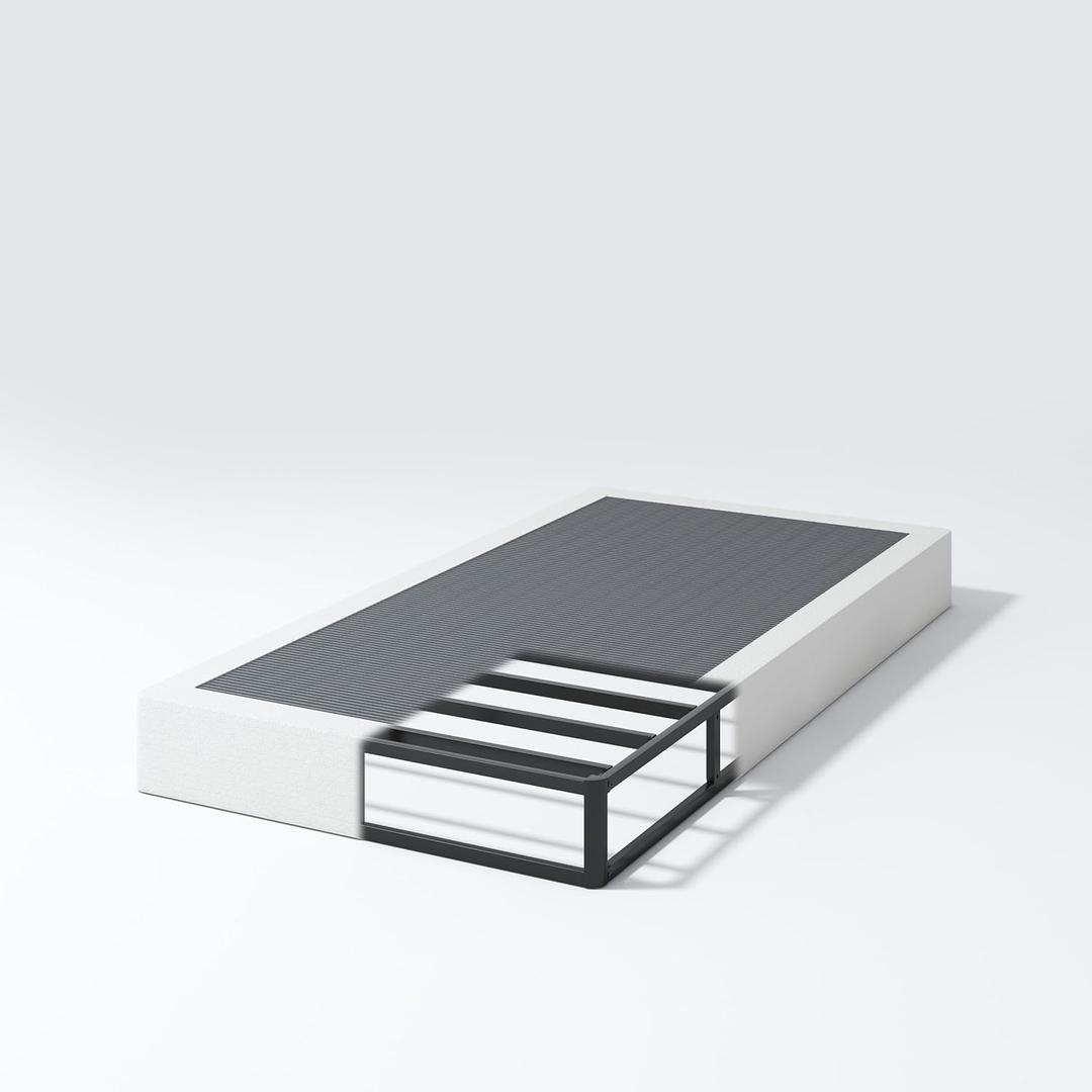 Box Spring for Twin Bed, 7 inch Twin Size Box Spring Only, Strong Metal Frame Mattress Foundation, No Noise, Easy Assembly