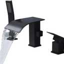 Waterfall Roman Tub Faucet with Hand Shower, Deck Mount Tub Filler Bathtub Faucet with Sprayer, Single Handle Bathtub Faucet Set, Brass Widespread 3 Hole Bathtub Shower Faucet Set Matte Black