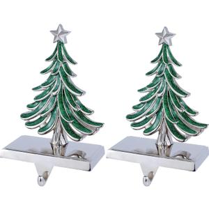 Christmas Tree Stocking Holders for Mantle,Christmas Stocking Holders for Fireplace Weighted Hooks Hanger Farmhouse Christmas Tree Stockings Hanger for Christmas Decoration (Tree 2 Pack)