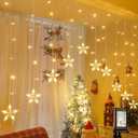 woohaha 118LED Star Icicle Lights,11.5FT Window Curtain Light Plug in,8 Modes Timer Hanging String Lights,Warm White Star Christmas Lights for Bedroom,Indoor Outdoor,Party,Wedding,Xmas Decorations