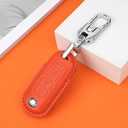PIFOOG Key Fob Cover Fit for Mazda Leather 4 Buttons Car Keys Case Shell Protector with Metal Keychain Accessories Fits for Mazda 3 6 CX5 CX9 CX3 MX5 Smart Keys Girly Women Orange 1PC