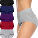 Annenmy Womens Cotton Underwear High Waisted Full Briefs Soft Stretch Breathable Ladies Panties (4X-Large, Dark, 5-pack)