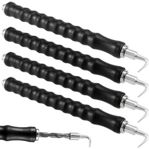 SEUNMUK 4 PCS Automatic Rebar Tie Wire Twister, Rebar Tie Wire Twister Tool with Ergonomic Rubber Handle Reinforced Spring for Construction, Home Improvement, Straight Hook, Black