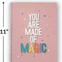Softcover Made of Magic 8.5" x 11" Motivational Spiral Notebook/Journal, 120 Wide Ruled Pages, Durable Gloss Laminated Cover, White Wire-o Spiral. Made in the USA