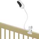 Flexible Clip Mount Compatible with Owlet, Motorola and Other Baby Monitor Camera with 1/4 Threaded Hole Without Tools or Wall Damage - White