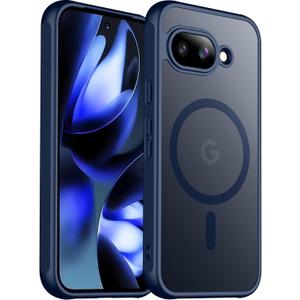 SPIDERCASE Magnetic for Google Pixel 9A Case, Military Grade Drop Protection Slim Translucent Matte Shockproof Anti-Fingerprint Phone Case for Pixel 9A, Blue | Magnetic, Military Grade, Drop Protection, Slim, Translucent, Matte