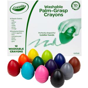 Crayola Large Egg Crayons (12ct), Jumbo Washable Crayons for Toddlers, Spring Craft Supplies, Small Egg Gift, Ages 1+