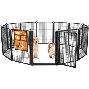 Dog Fence Outdoor Pens Outside,Portable Dog Play Pen 40" H 12 Panels Pet Playpen Exercise Pens for Puppys Small Medium Large Dogs RV Camping Yard Garden Indoor Wide Gate