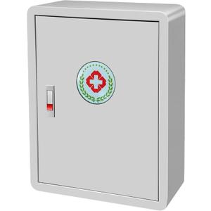 Wall-Mounted Medicine Cabinet, Large Latching First Aid Cabinet for Safe Storage of Medications, First Aid Kit for Home, Bathroom, Office, School, 16.5 x 6.6 x 21.5 Inch (Gray)
