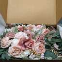 Ling's Moment Pink Artificial Wedding Arch Flowers Kit Pack of 4, 2pcs Hanging Flower Arrangement 2pcs Chiffon Drapes Ceremony Reception Spring Silk Rose Arbor Backdrop Floral Garden Outdoor Decor