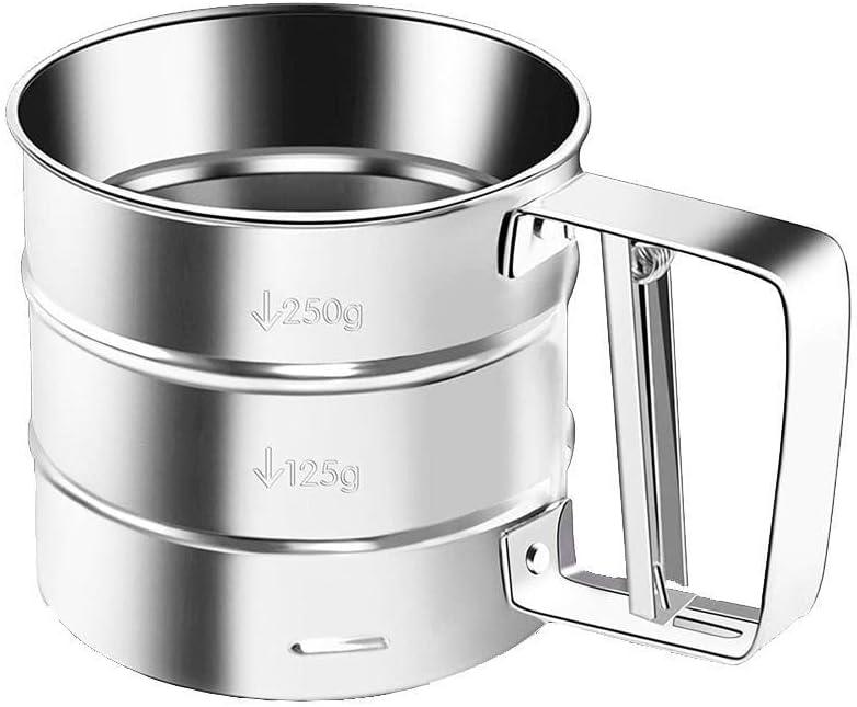KitchenTools Stainless Steel Fine Mesh Sieve Flour Sifter Flour Cup Sifte A unique gifts for baking enthusiasts(Silver)