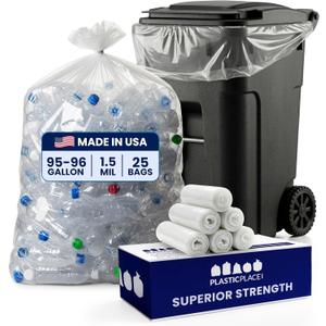 Plasticplace 95-96 Gallon Garbage Can Liners ,25 Count (Pack of 1)