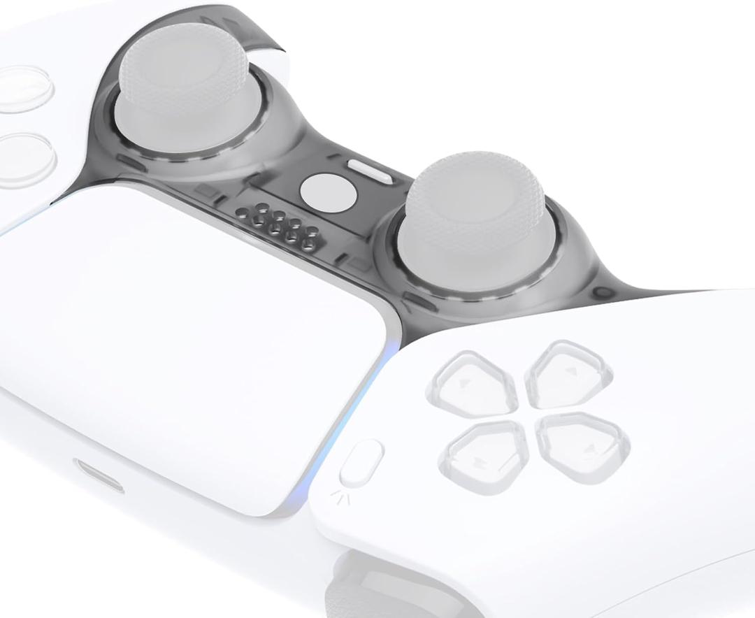 eXtremeRate Clear Black Decorative Trim Shell Compatible with p s 5 Controller, DIY Replacement Clip Shell, Custom Plates Cover Compatible with p s 5 Controller with Accent Rings