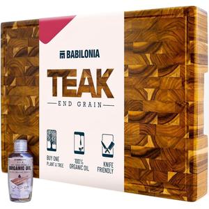 XXL Teak Wood Cutting Board, 24 x 15 Inch (ExtraThick 1.7") Hardwood Butcher Block for Meat, Cheese, Charcuterie Heavy Duty End Grain Non Toxic Wood Chopping Board with Handle (Oil & Plate included)
