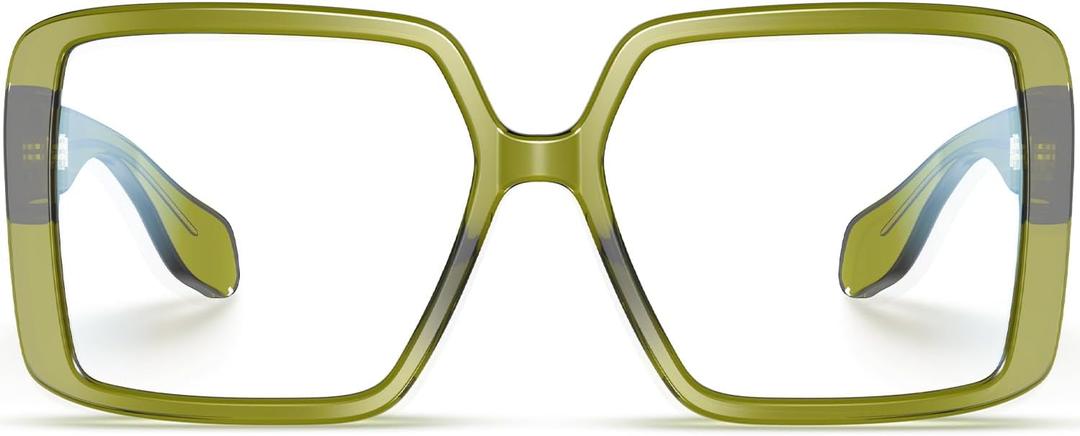 VISOONE Oversized TR90 Blue Light Blocking Glasses Fashion Accessories Non Prescription for Women Harvard (Olive Green)