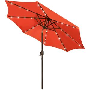 Blissun 9 ft Solar Umbrella, 32 LED Lighted Patio Umbrella, Table Market Umbrella, Outdoor Umbrella for Garden, Deck, Backyard, Pool and Beach (Orange)