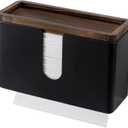 MyGift Decorative Wood Paper Towel Holder with Shelf - Wall Mounted Bathroom Napkin Dispenser