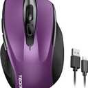 TECKNET Rechargeable Wireless Mouse,USB-A Silent Mouse, Quiet Click, 6 Adjustable 4800 DPI, Cordless Computer Mouse, Ergonomic Mouse for Laptop, 6 Buttons 2.4G Mouse for Chromebook, Ergo Grip - Purple