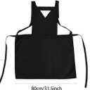 Vintage Apron Dress for Women with Pockets Fashion Cute Art Chef Aprons for Kitchen Cooking Baking Gardening (Black,black)