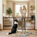 FXW Dog Gate Extra Wide Designed for Indoor Use, Adjustable Width Up to 83-inch Wide (32" H 3 Wire Panels for Small and Medium Dogs), Black