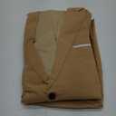 Linen Suit 3 Pieces Vintage Retro Wedding Prom Suits Slim Fit Jacket Blazer Groom Tuxedos (Medium, Khaki)