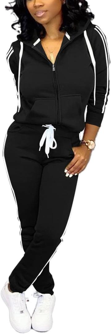 TOPSRANI Womens Two Piece Outfits Casual Sweatsuits Solid Tracksuit Jogging Sweat Suits Matching Jogger Hoodie Pants Set (Small, Black) TOPSRANI Womens Two Piece Outfits Casual Sweatsuits Solid Tracksuit Jogging Sweat Suits Matching Jogger Hoodie Pants Set (Small, Black)