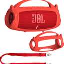 JCHPINE Silicone Cover Case for JBL Charge 5 Portable Bluetooth Speaker, Protective Skin Holder for JBL Charge 5 Speaker Accessories (Red Case, NOT Fit Wi-Fi Version)