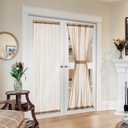 MIULEE French Door Sheer Curtains for Front Back Patio Glass Door Light Filtering Window Treatment with 2 Tiebacks 54 Wide and 72 Inches Length, Brown, Set of 2