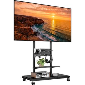 Heavy-Duty Rolling TV Stand for 50–90″TVs to 154lbs,Black
