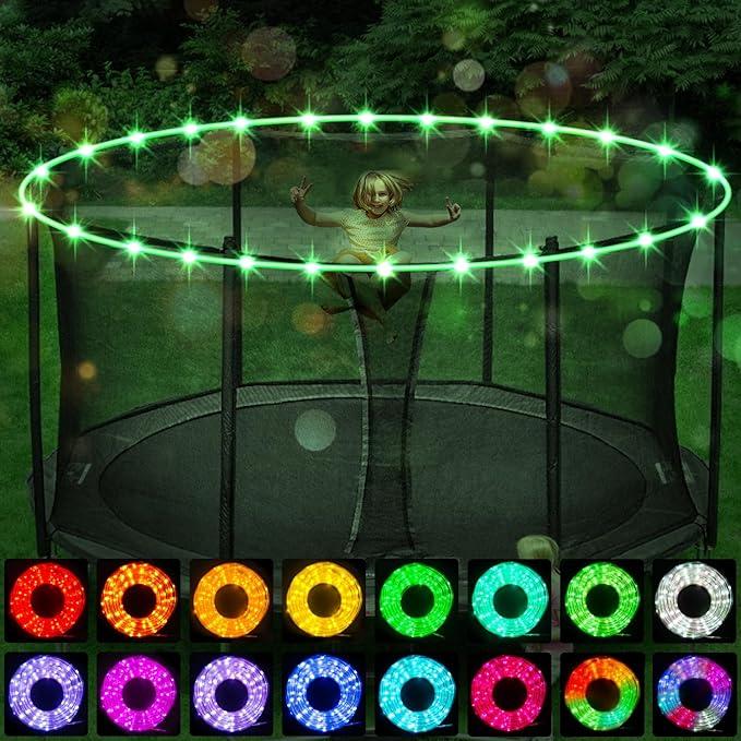 Blinngo-Sport Trampoline Lights, Trampoline LED Lights for 16Ft 14Ft 12Ft 10Ft Trampoline, Jump Control 16 Color Change, Waterproof Battery Case Powered