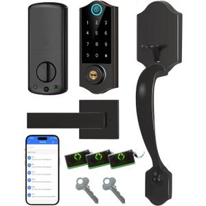 Harfo Fingerprint Smart Door Lock for Front Door with Handle Set, App Control, Keyless Entry Keyless Deadbolt, Digital Electronic Touchscreen Keypad, Auto Lock, Aged Bronze