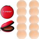 FJYQOP Silicone Nipple Covers - 5 Pairs, Women's Reusable Adhesive Silicone Pasties Nippleless Covers Round (Beige)