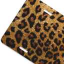 Glitter Leopard Print Front License Plate for Women Car Vanity Plates Decorative Aluminum Metal Cute Novelty License Plate Cover for Men 6x12 Inch (4 Holes)