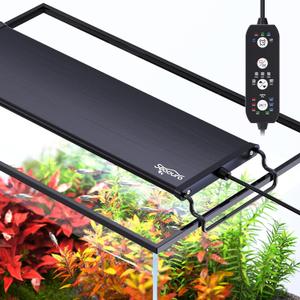 SEAOURA 24/7 Mode Led Aquarium Light for Plants Growth-Full Spectrum Fish Tank Light with Timer, Auto On/Off, 7 Colors, Adjustable Brightness, 14W for 12 to 18 Inch Freshwater Tank