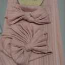 DRESHOW BQUBO Baby Swaddle Blankets for Girls, 4PCS Newborn Accessories Set with Matching Hat and Bow Headband with Card, 1 Set: Birth Announcement Card + Hat + Hairband + Blanket (Dusty Rose)