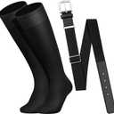 Baseball Socks and Belt Combo Set for Youth Boys Girls Adult, Softball Tball Belt Socks with Elastic Belts (Large, Black)