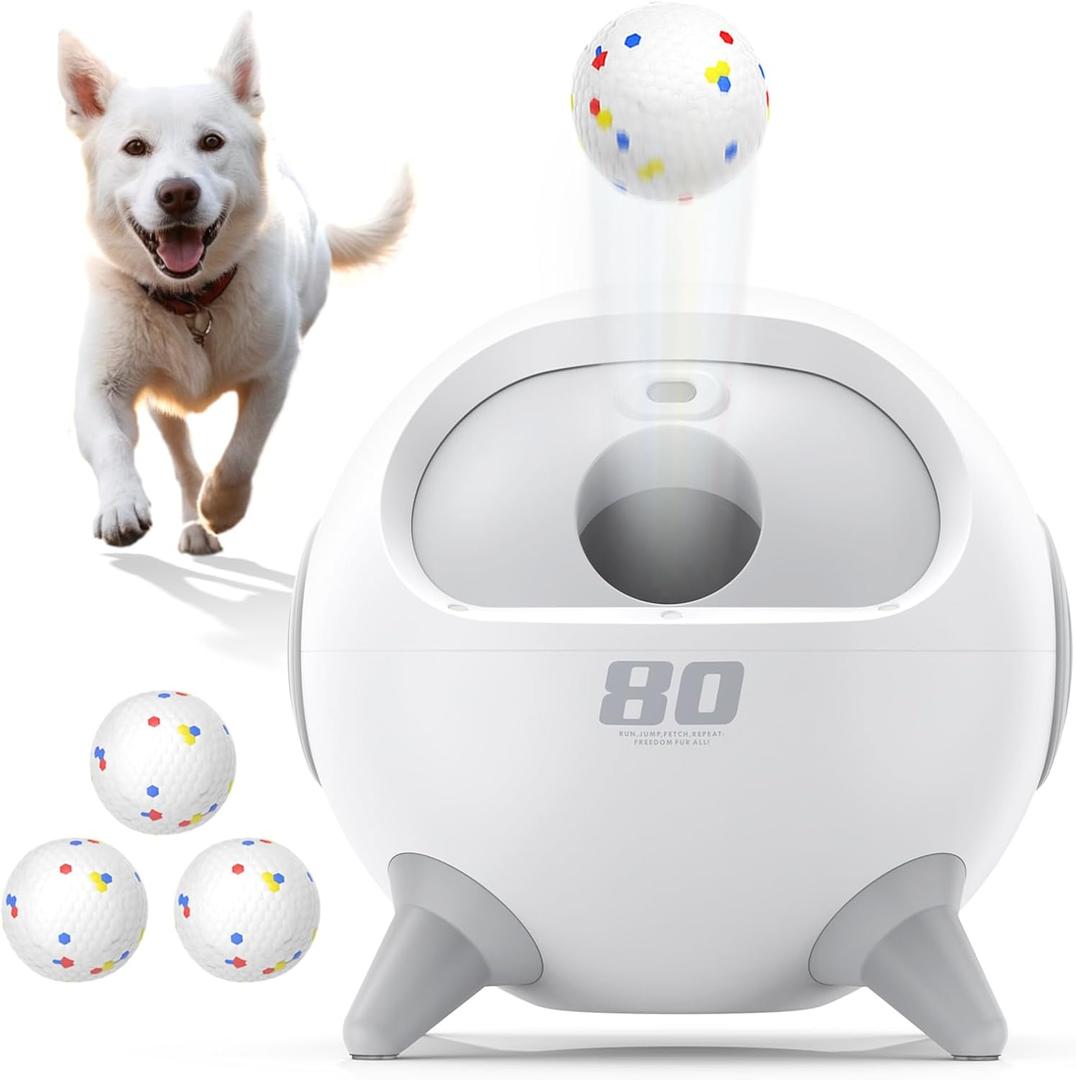 uahpet Automatic Ball Launcher for Dogs with Obstacle Detection, 3Balls