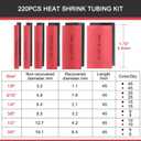 220 Pcs Heat Shrink Tubing Kit-3:1 Ratio Adhesive Lined,Marine Grade Shrink Wrap, Industrial Heat-Shrink Tubing (Black,Red)