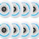 8-Pack LED Light Up Inline Skate Wheels for Kids & Teens, No Battery, PU Wheels with 608RS Bearings, Evening & Night Skating (Blue, 72mm)