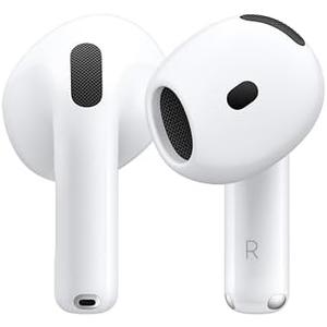 Apple AirPods 4 Wireless Earbuds, Bluetooth Headphones, Personalized Spatial Audio, Sweat and Water Resistant, USB-C Charging Case, H2 Chip, Up to 30 Hours of Battery Life, Effortless Setup for iPhone