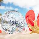 Civaner 10 Pcs Inflatable Glitter Beach Balls 16 Inch Large Sparkly Confetti Pool Balls Clear Blow up Balloon Toys for Wedding Baby Shower Birthday 2026 New Year Party Decoration(Silver,Glitter)