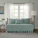 Comfort Spaces Daybed Cover - Luxe Double Sided-Quilting, All Season Cozy Bedding with Bedskirt, Matching Shams, Kienna Seafoam 75"x39" 5 Piece (Sage Green)
