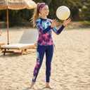 GRACE KARIN Girls Long Sleeve Swimsuit Two Piece Rashguard Floral Swimwear 6-14Y (8 Years, Tree)