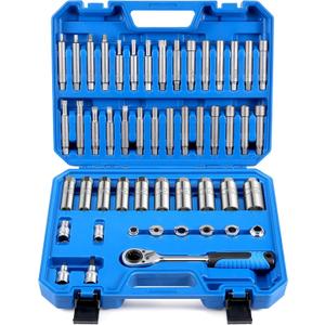 50PCS Strut Nut Socket Set Shock Absorber Socket Suspension Strut Top Mount Nut Removal Tool Suspension Strut Spreader Tool with Ratchet Adaptors