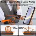 for Samsung Galaxy S24 Case with 360Spin Magnetic Stand-Finger Strap, [Fit for MagSafe] [Mil-Grade Protection] Non-Slip Shockproof Rugged Ring Holder Matte for S24 Phone Case (Orange)